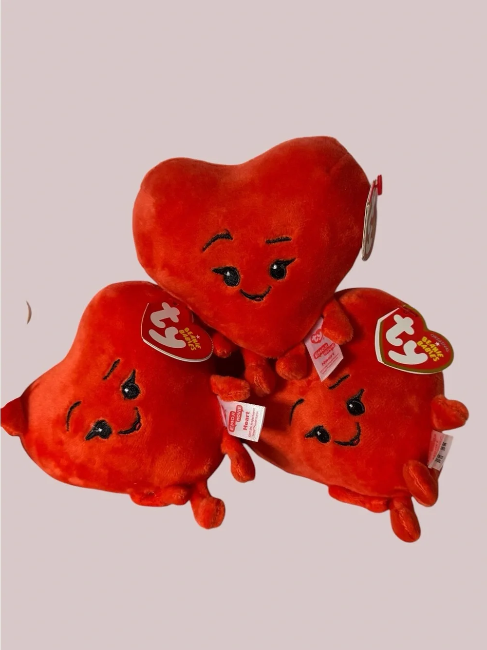 Lot of 6 Ty Beanie Babies The Emoji Movie “Heart” Red Plush 42299 w/ Tags